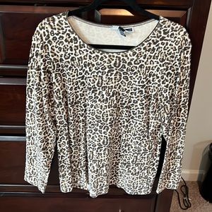 Karen Scott Animal Print Long Sleeve Top. 0X.